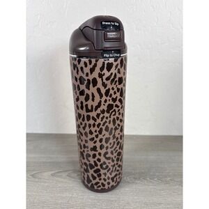 HydroJug Ease 24oz Insulated Tumbler Brown Leopard Print Water Bottle NEW